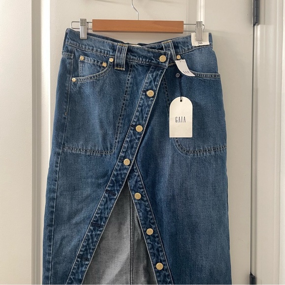 SALE! The Gap x Cult Gaia Asymmetrical Denim Maxi Skirt Size 2 Or 26 - Picture 2 of 6